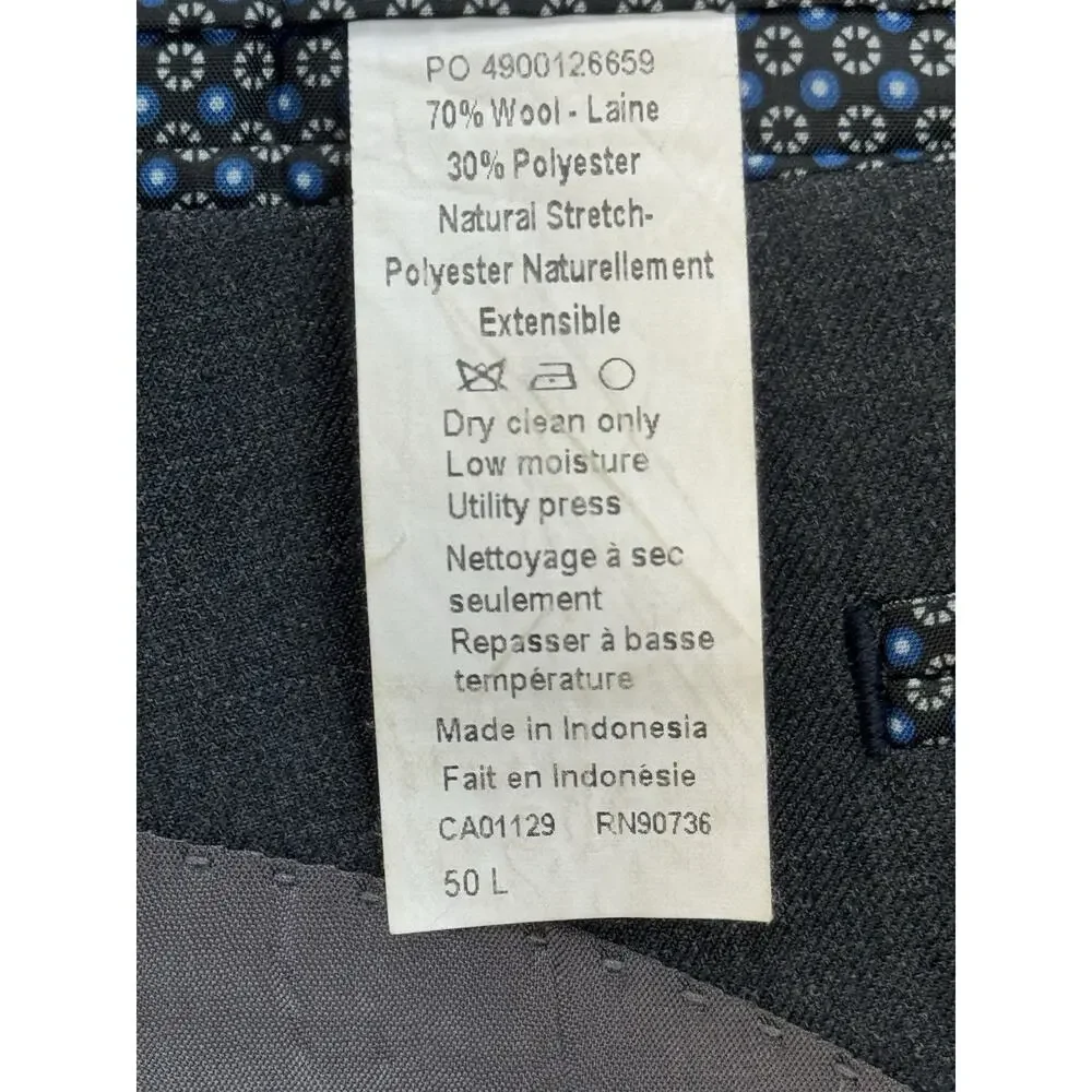 Lauren Ralph Lauren Suit Men 50L Gray Wool Blend Pants 44x29 Black Label - 2 Pcs